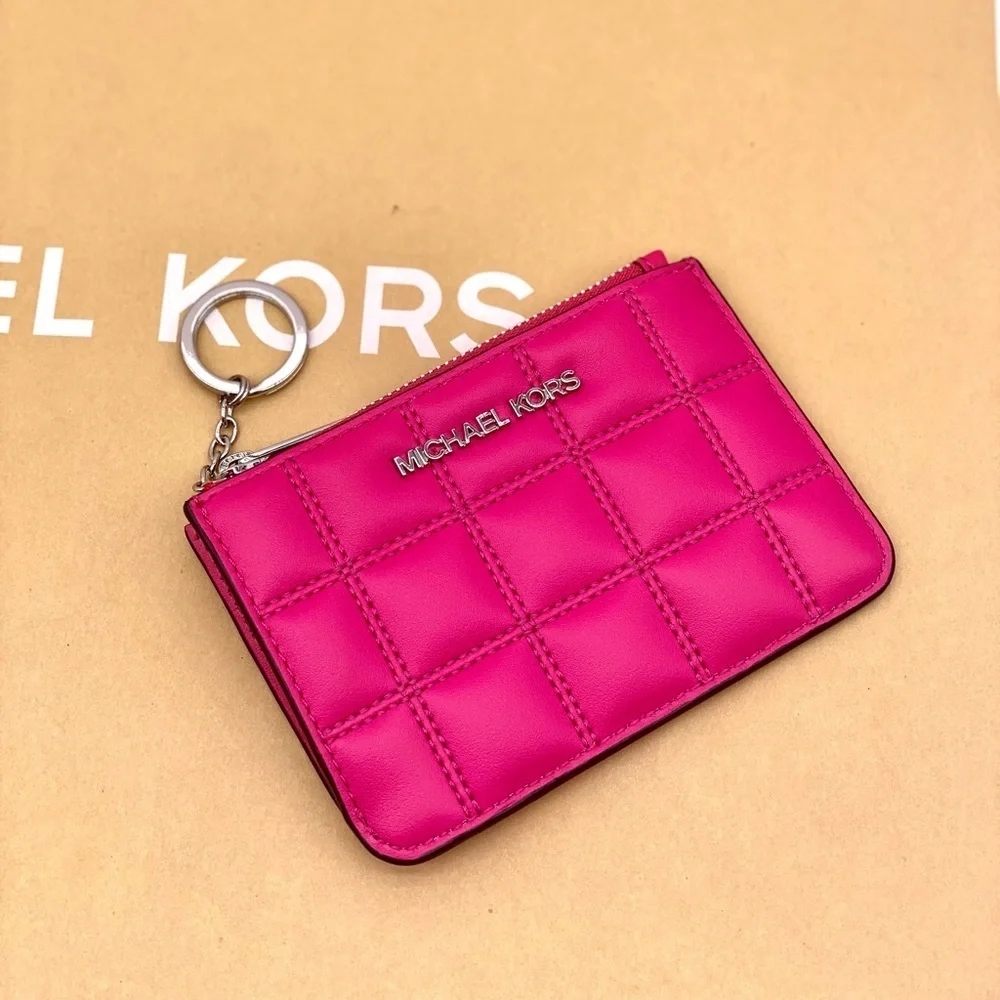Michael Kors Quilted Coinpouch Small Wallet Dragonfruit